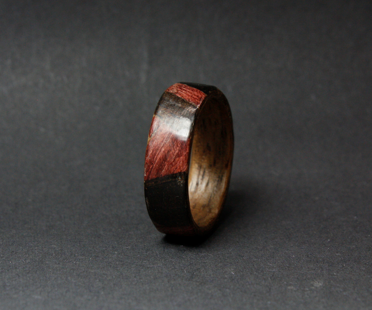 Walnut Ebony and Purpleheart Bentwood Ring