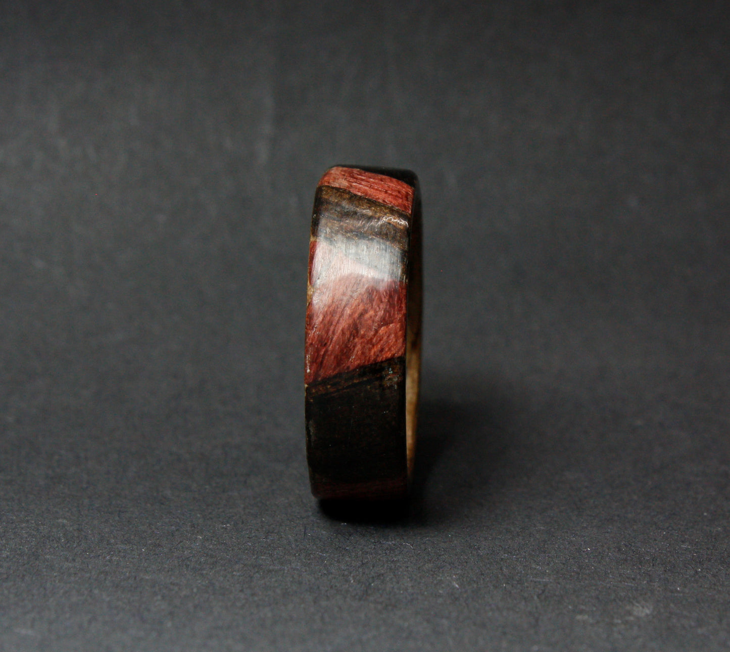 Walnut Ebony and Purpleheart Bentwood Ring