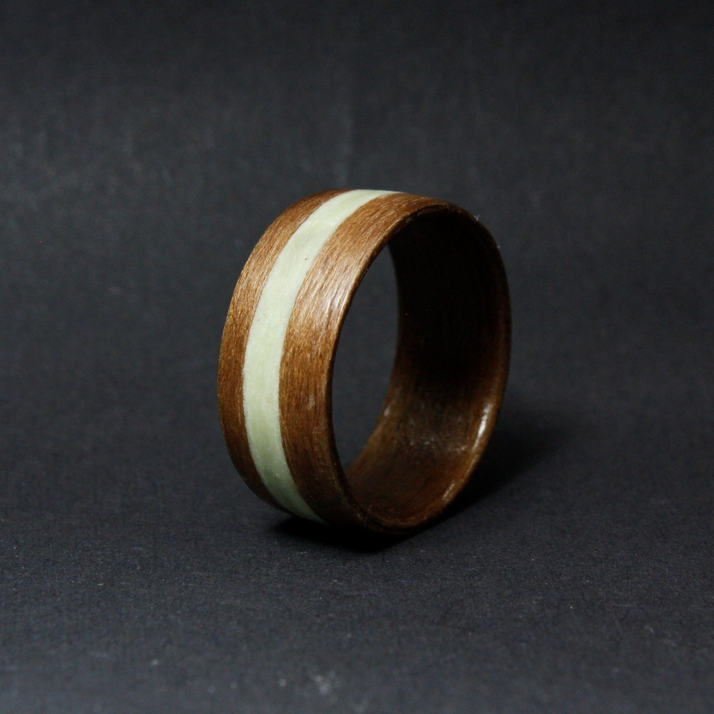 Glow in the Dark Walnut Bentwoo Ring