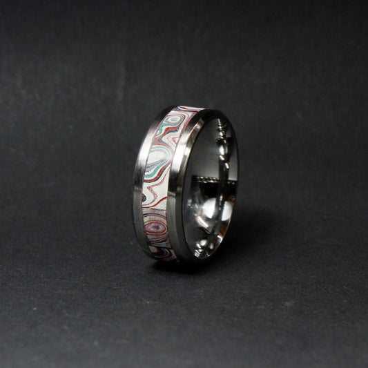 Semitruck Fordite and Titanium Ring