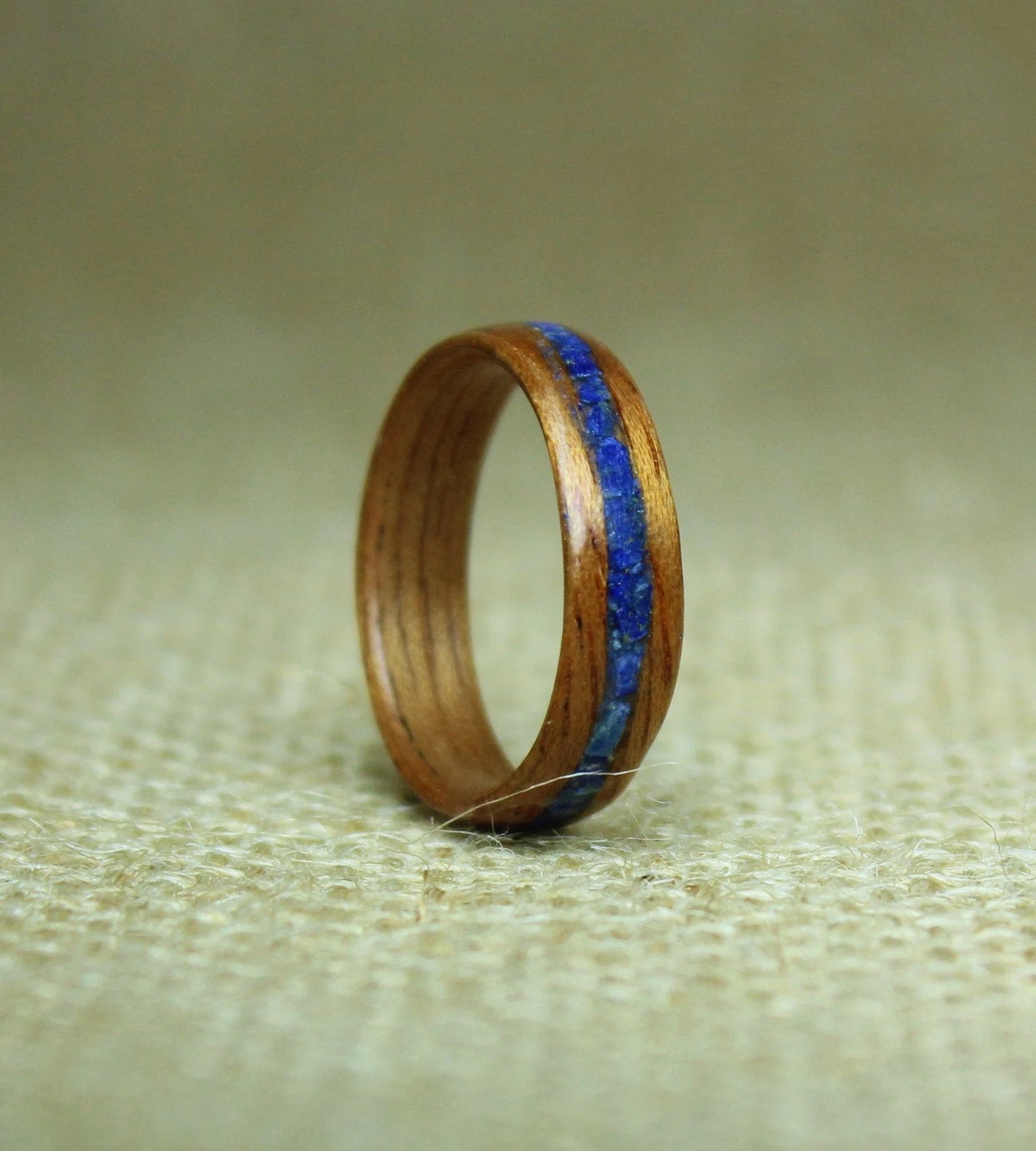 Mahogany and Lapis Lazuli Bentwood Ring