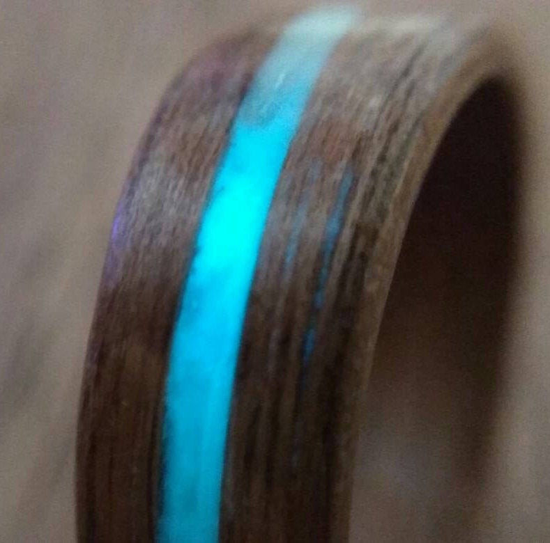 Glow in the Dark Walnut Bentwoo Ring