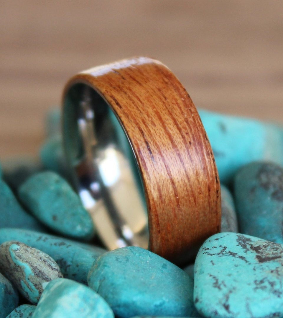 Stainless Steel and Mohagony Wood Ring