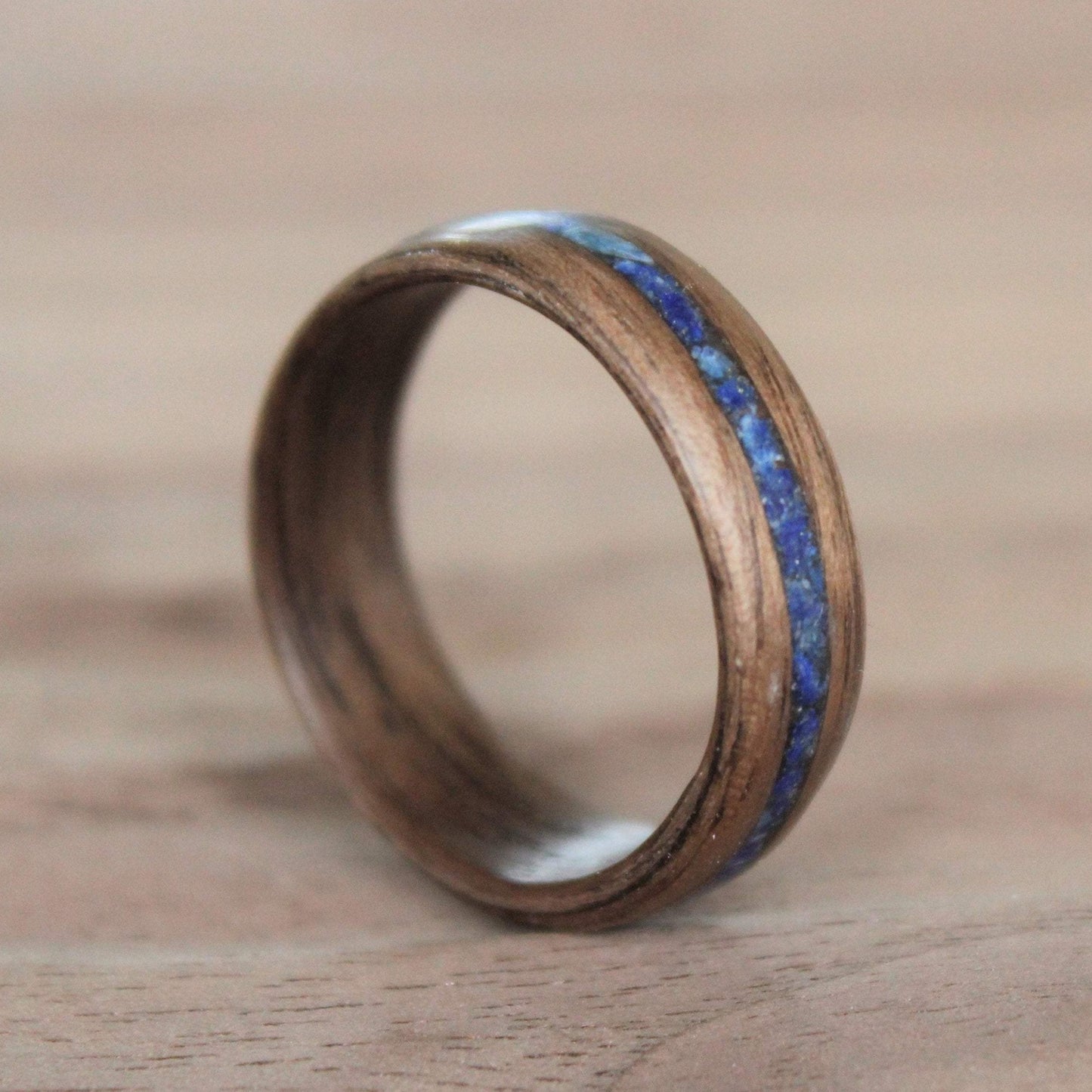 Walnut and Lapis Lazuli Bentwood Ring