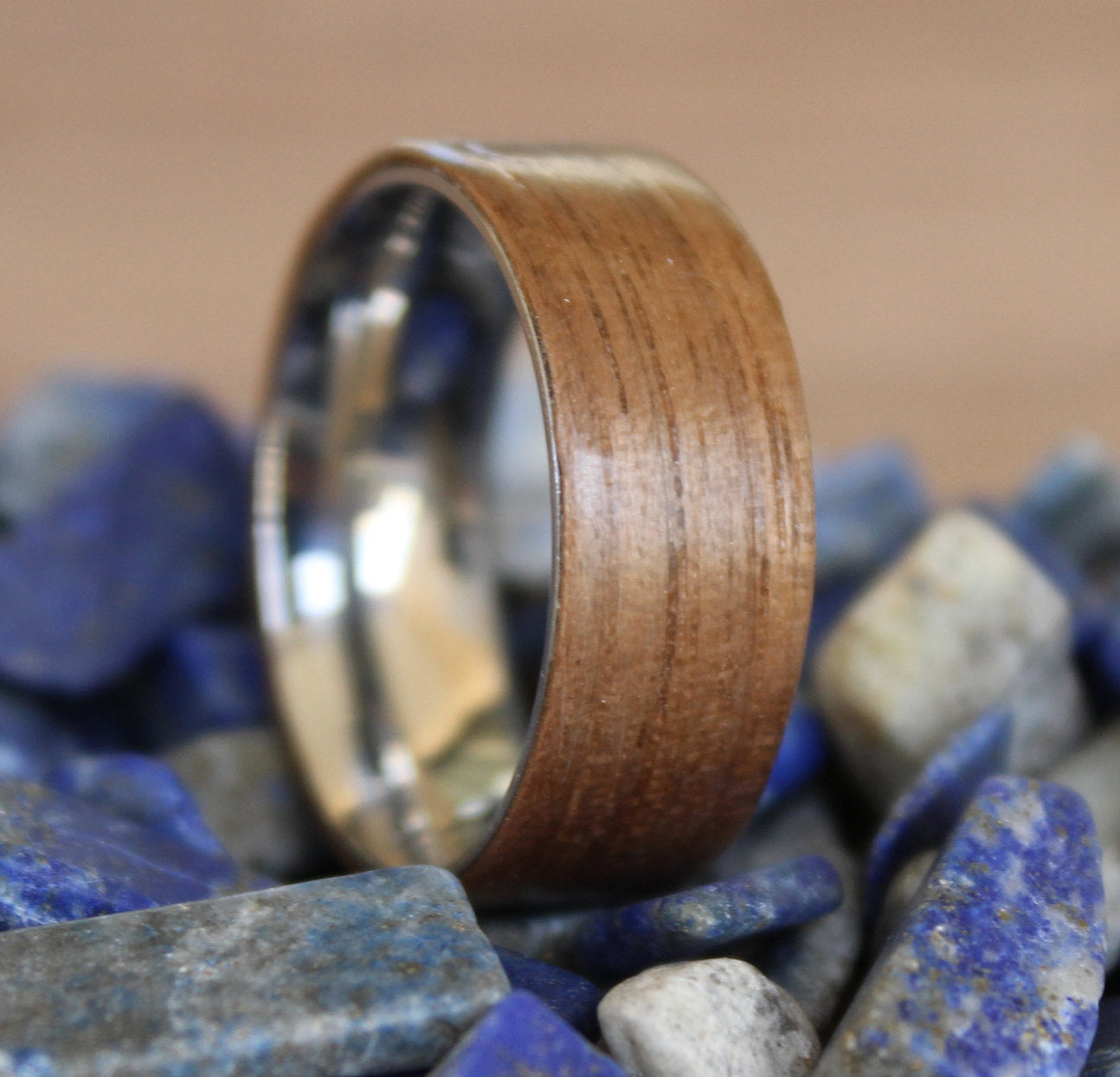 Stainless Steel and Walnut Ring