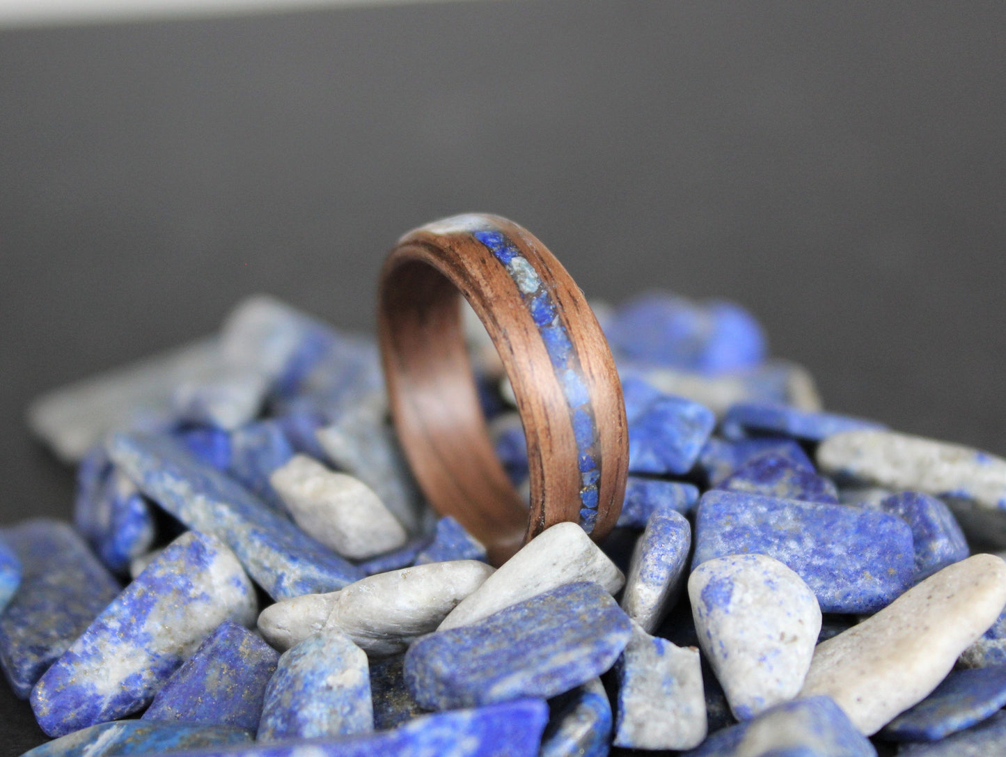 Walnut and Lapis Lazuli Bentwood Ring