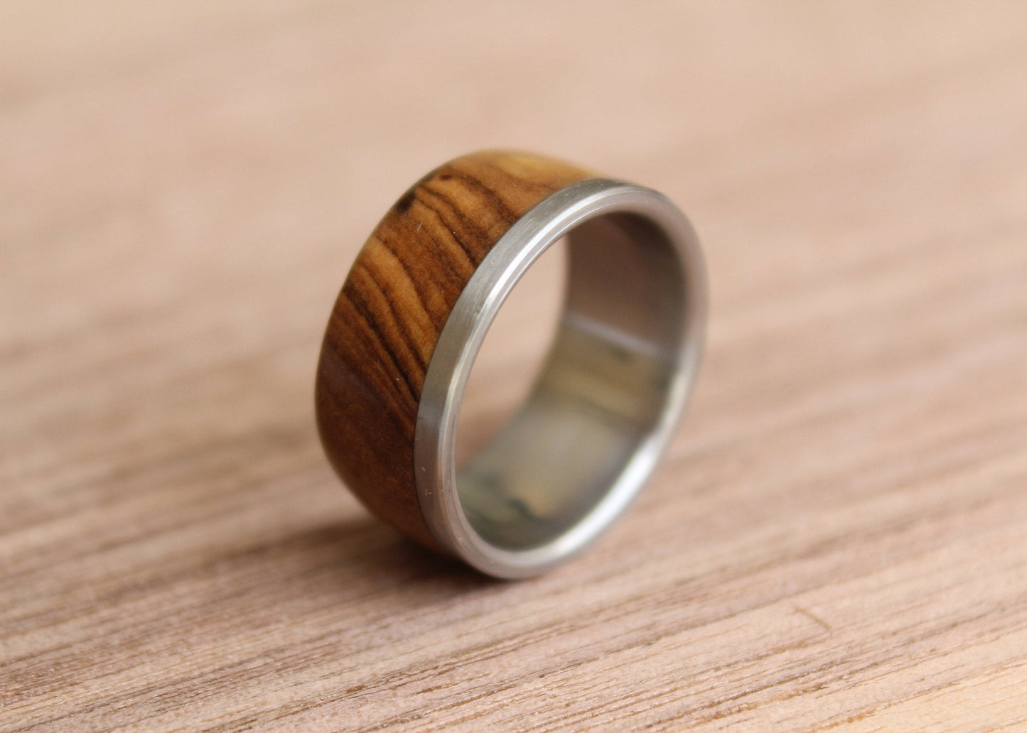 Eucalyptus Burl and Stainless Steel Ring