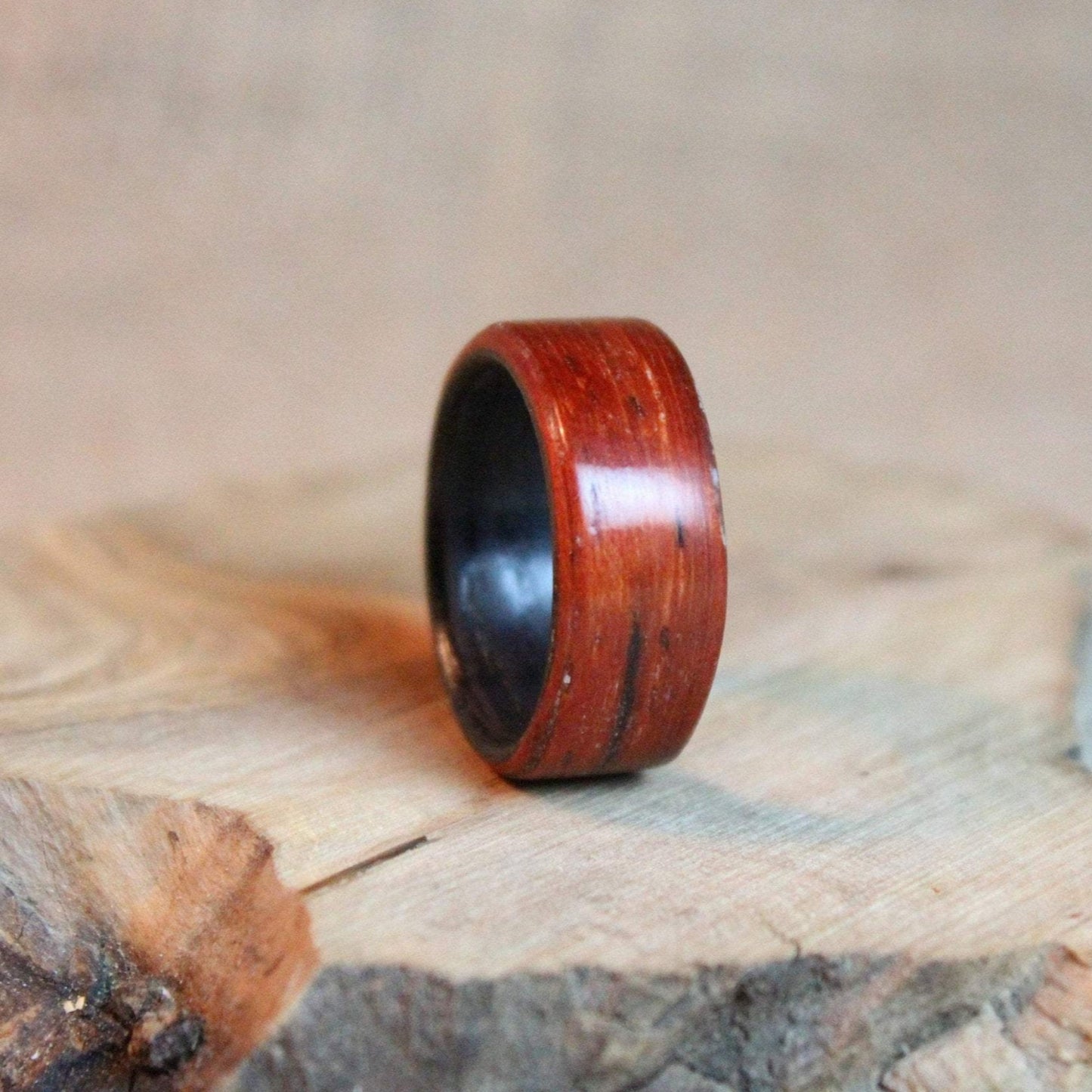 Padauk and Black Poplar Bentwood Ring