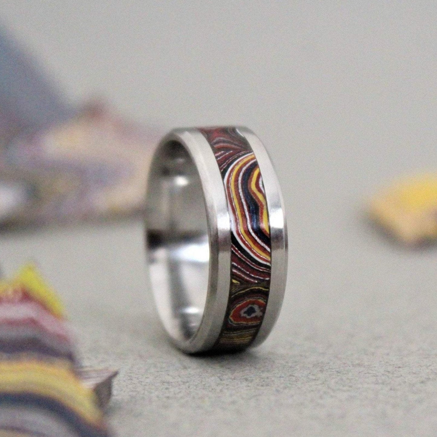 Corvette Fordite Titanium Ring