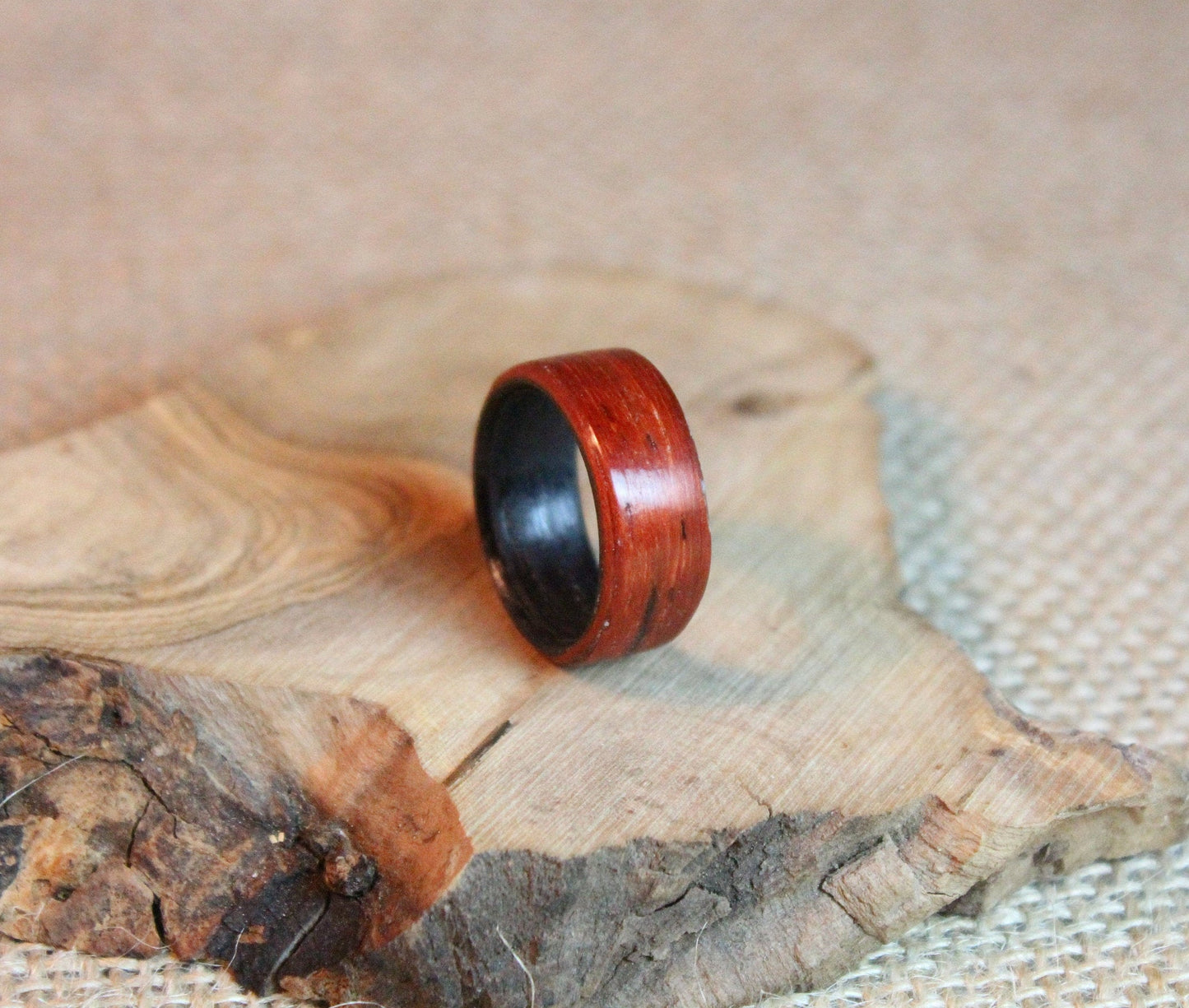 Padauk and Black Poplar Bentwood Ring