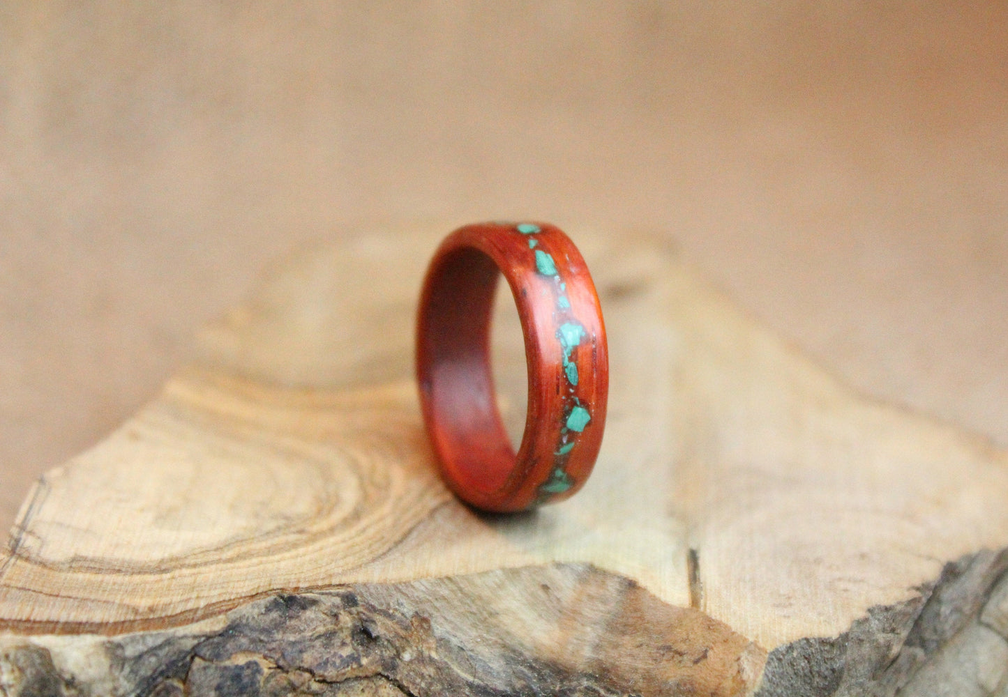 Padauk & Malachite Bentwood Ring