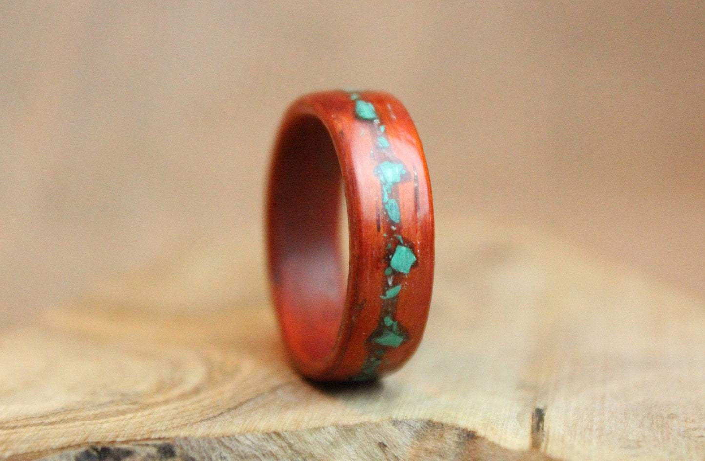 Padauk & Malachite Bentwood Ring