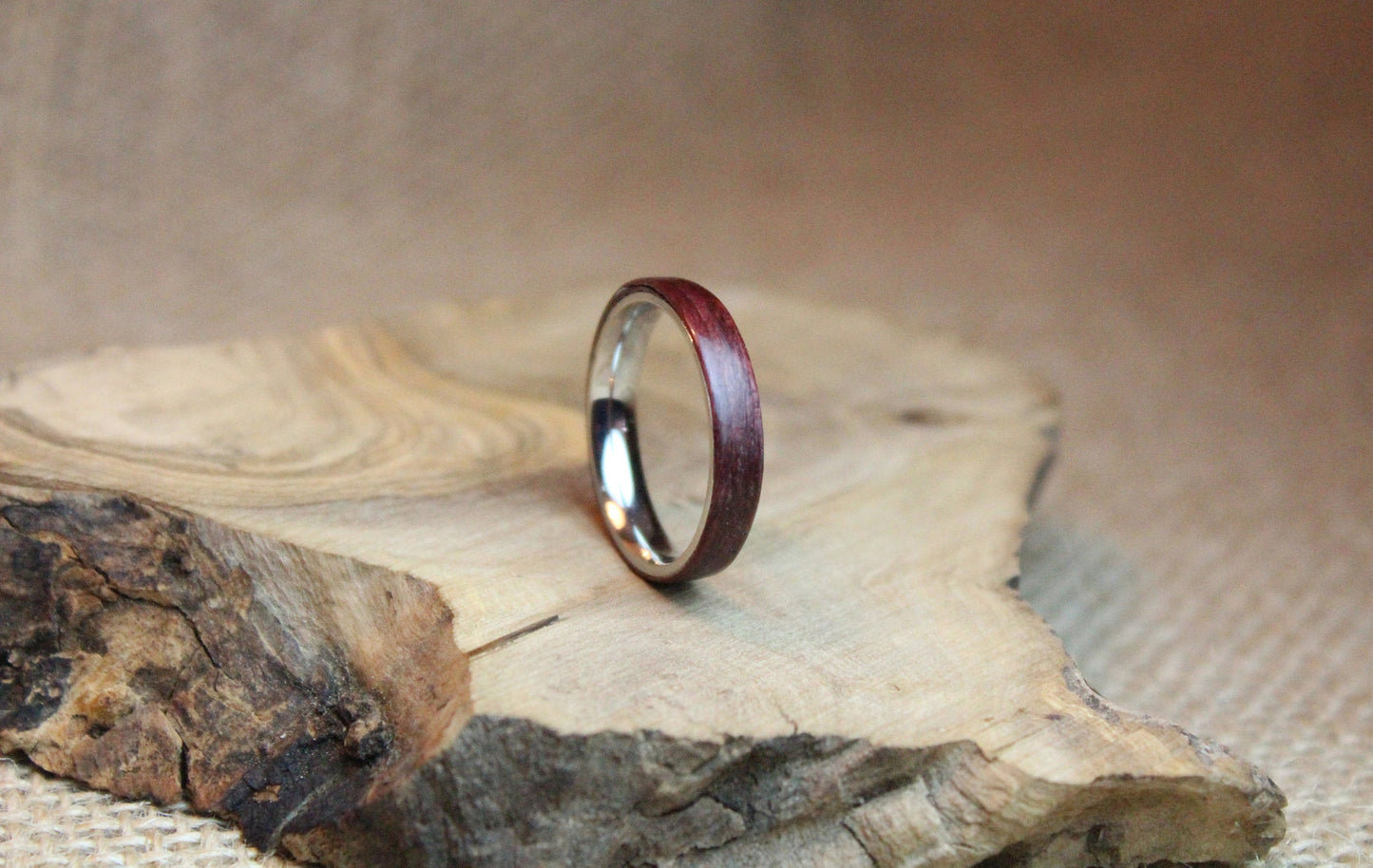 Stainless Steel and Purpleheart Ring