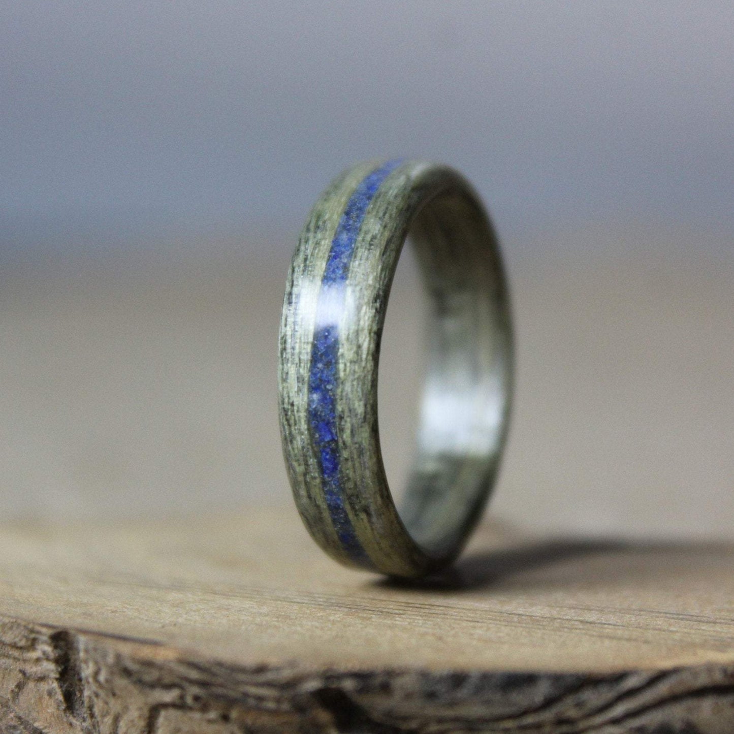 Harborica Betnwood Ring Inlaid with Crushed Lapis Lazuli