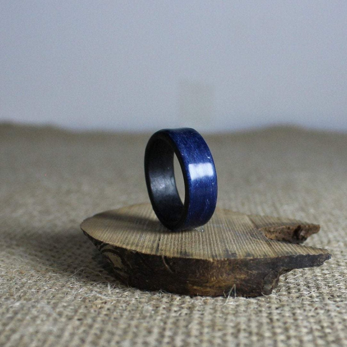 Black and Blue Poplar Bentwood Ring