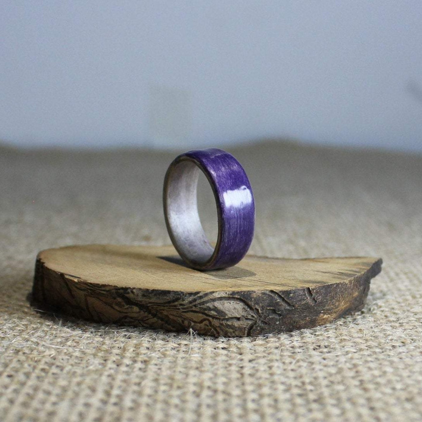 Silver and Purple Bentwood Ring