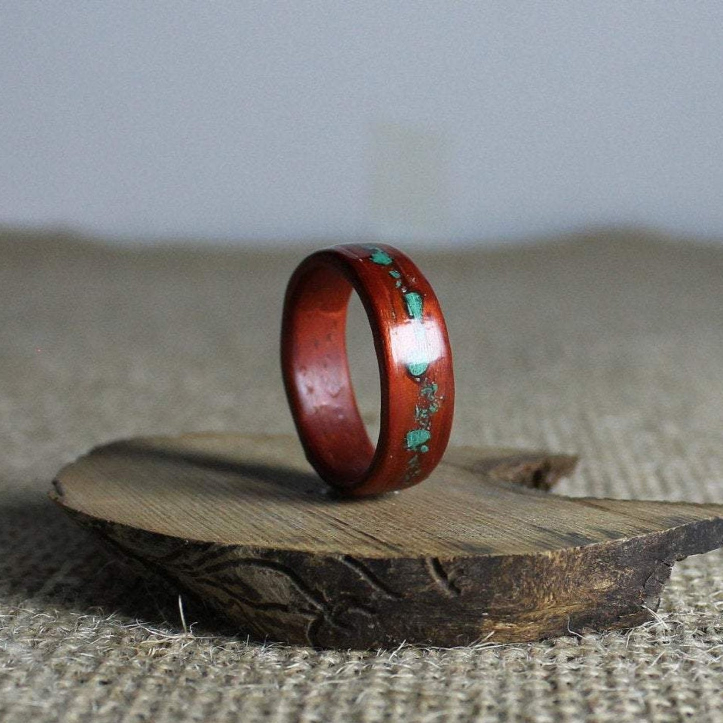 Padauk & Malachite Bentwood Ring