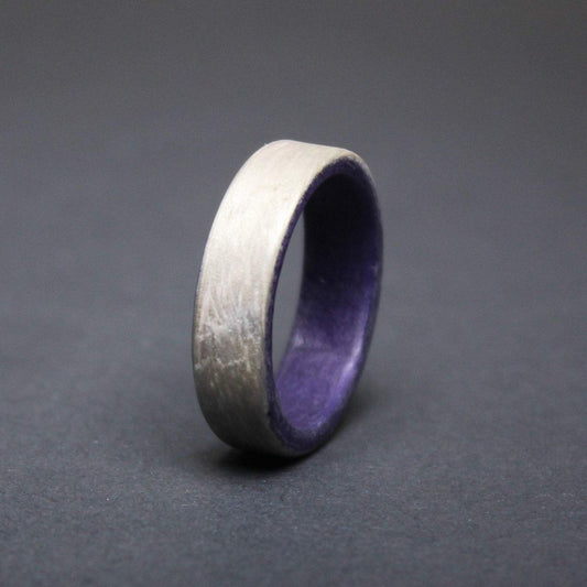 Purple and Silver Bentwood Ring