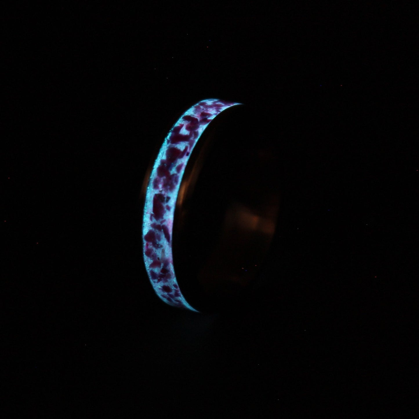 Pink Opal Glow in the Dark Titanium Ring - Women Wedding Band