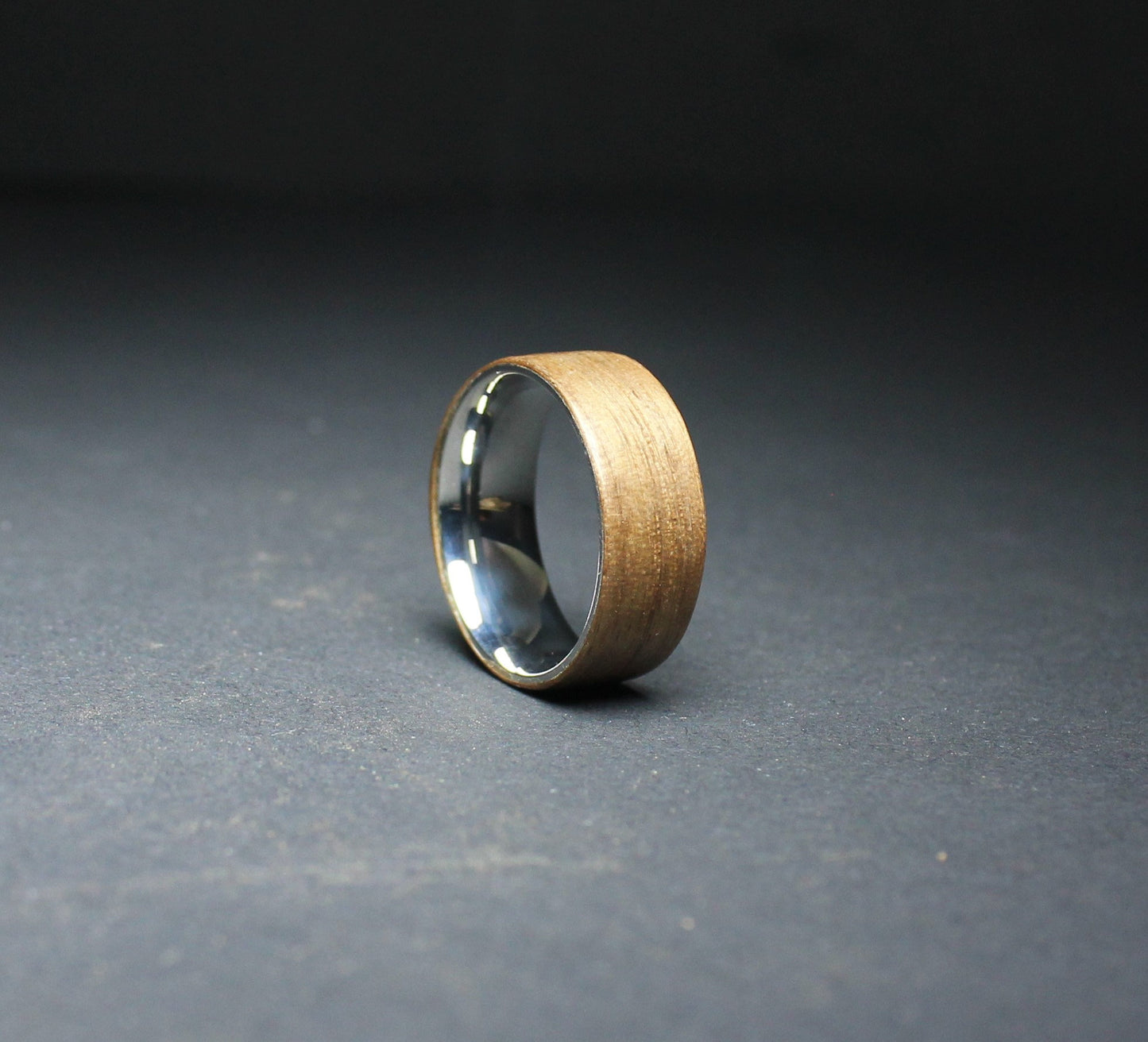 Stainless Steel and Walnut Ring