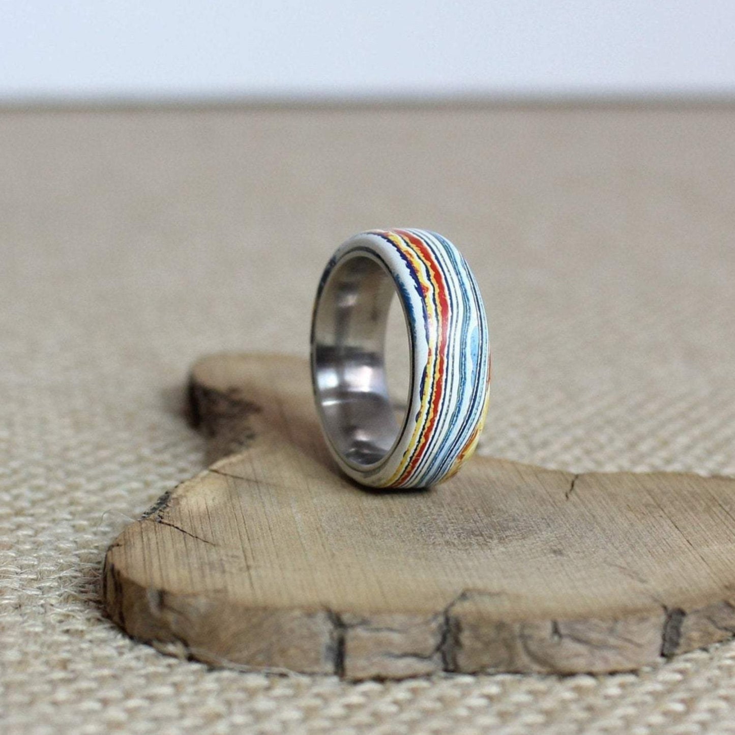 Steel and Surfite Ring / Fordite Ring