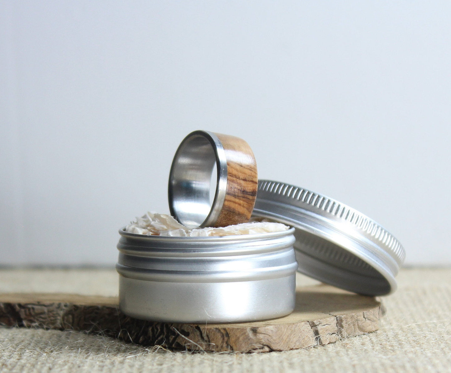 Eucalyptus Burl and Stainless Steel Ring