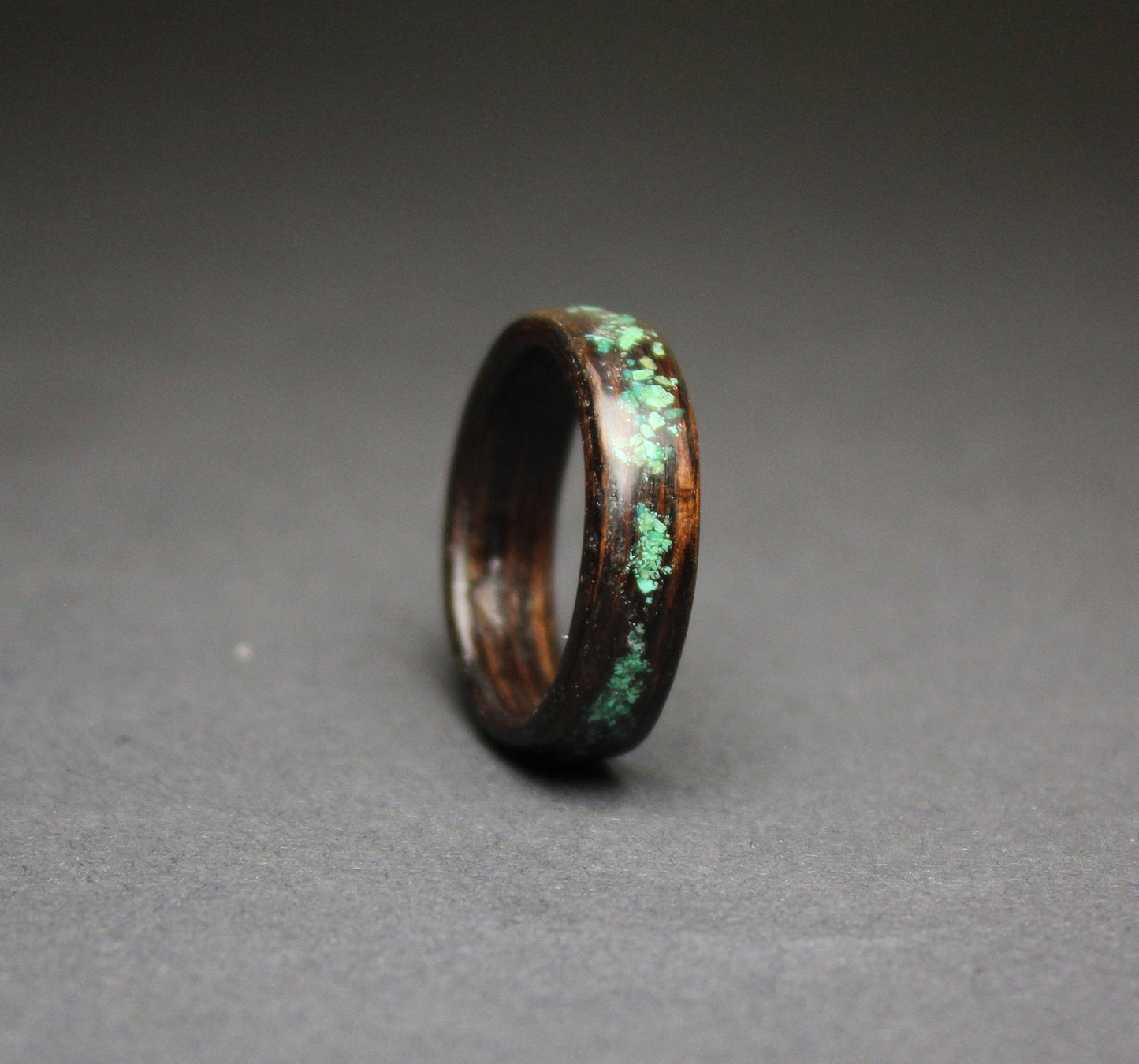 The Starry Night Ring - Wenge and Turquoise Bentwood Ring