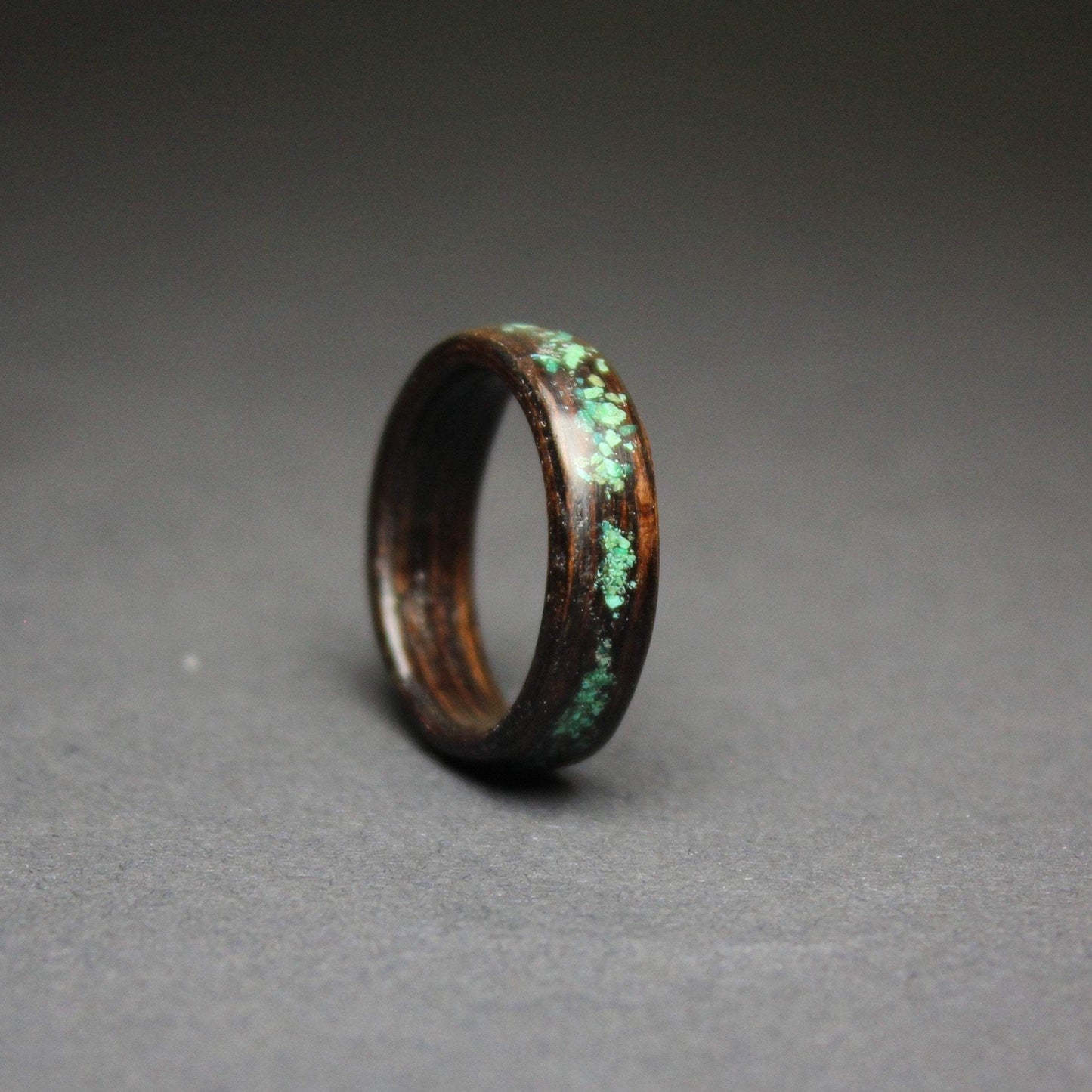 The Starry Night Ring - Wenge and Turquoise Bentwood Ring