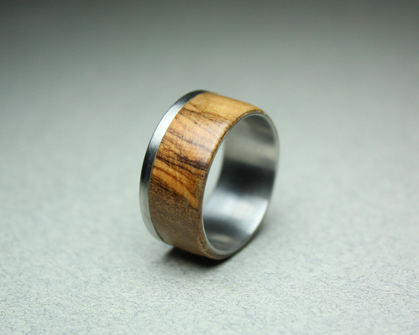 Eucalyptus Burl and Stainless Steel Ring