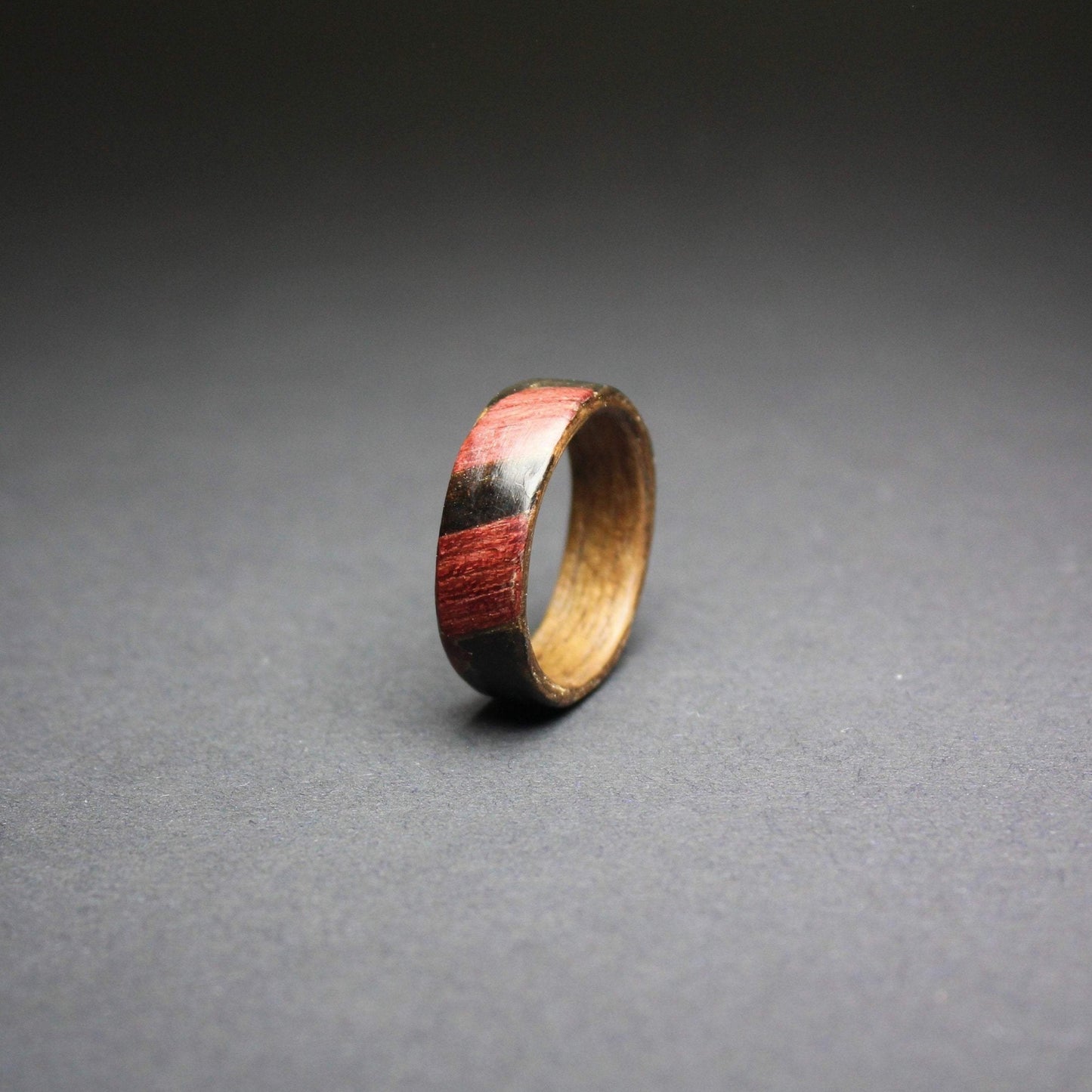 Walnut Ebony and Purpleheart Bentwood Ring