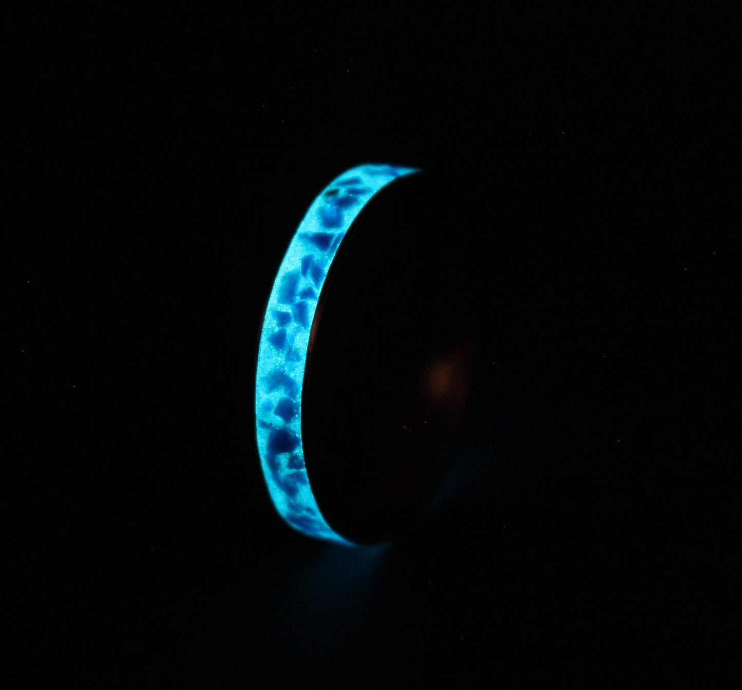 Blue Opal Glow in the Dark Titanium Ring